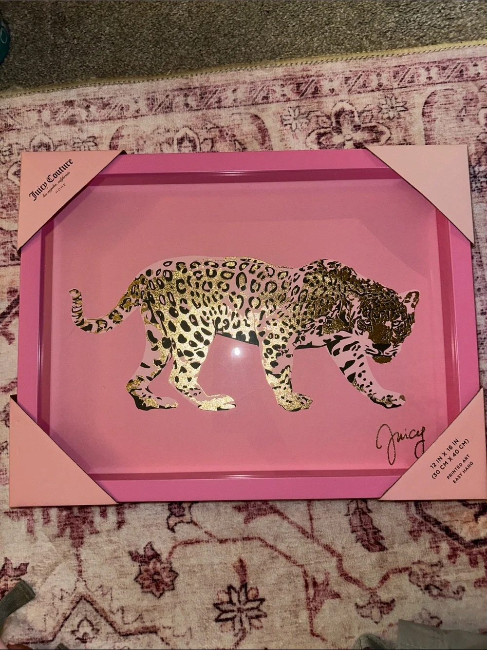 Juicy Couture Pink Tray with Gold Leopard Silhouette